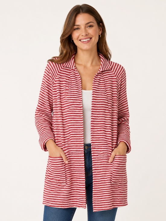 Peter Nygard Jackets & Blazers - Peter Nygard Women's Knit Coat Jacket Striped Orange & White Size Large